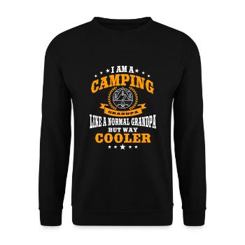 Lustiger Camping Opa - Unisex Pullover - Schwarz - Vorne - Alina (178cm) & Michal (187cm)