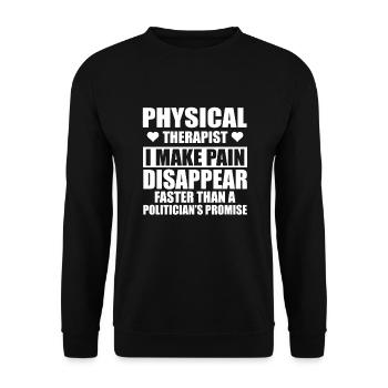 Lustiger Physiotherapeuten Spruch - Unisex Pullover - Schwarz - Vorne - Alina (178cm) & Michal (187cm)