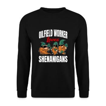 Drôle de travailleur pétrolier de la Saint-Patrick - Sweat-shirt Unisexe - noir - Devant - Alina (178cm) & Michal (187cm)
