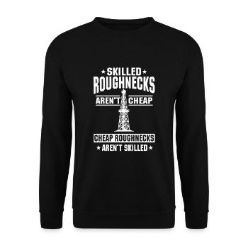 Retro Fährschiff Bekleidung Containerschiff - Unisex Pullover - Schwarz - Vorne - Alina (178cm) & Michal (187cm)