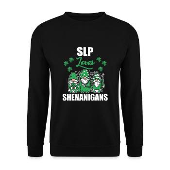 Speech-language pathologist loves Shenanigan's St. Patrick's Day - Unisex Sweatshirt - black - Front - Alina (178cm) & Michal (187cm)