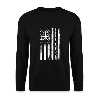 USA Fahne Radiologieassistent Amerika - Unisex Pullover - Schwarz - Vorne - Alina (178cm) & Michal (187cm)