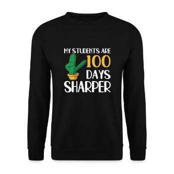 Cactus 100e jour à l’école pour les enseignants - Sweat-shirt Unisexe - noir - Devant - Alina (178cm) & Michal (187cm)