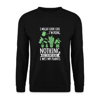 Funny Gardener Plants Design - Unisex Sweatshirt - black - Front - Alina (178cm) & Michal (187cm)