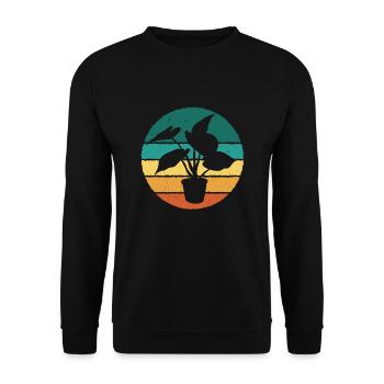 Retro houseplant - Unisex Sweatshirt - black - Front - Alina (178cm) & Michal (187cm)