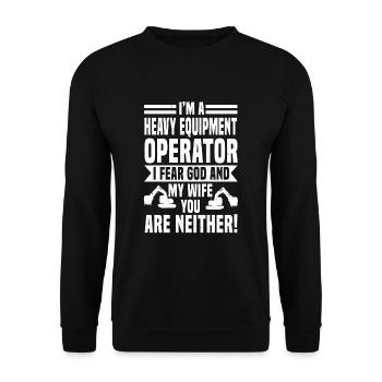 Heavy machine operators - Unisex Sweatshirt - black - Front - Alina (178cm) & Michal (187cm)