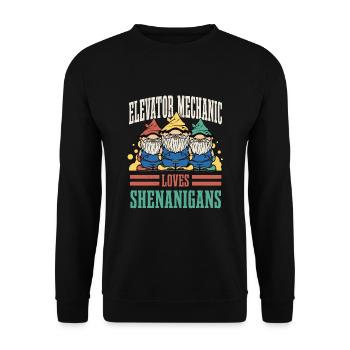 Aufzugsmonteur Liebt Spielereien St. Patricks Day - Unisex Pullover - Schwarz - Vorne - Alina (178cm) & Michal (187cm)