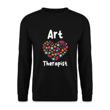 Kunsttherapeut Herz - Unisex Pullover - Schwarz - Vorne - Alina (178cm) & Michal (187cm)