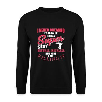 Funny Drywall Installer Shirt - Unisex Sweatshirt - black - Front - Alina (178cm) & Michal (187cm)