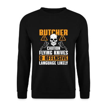 Funny butcher saying - Unisex Sweatshirt - black - Front - Alina (178cm) & Michal (187cm)