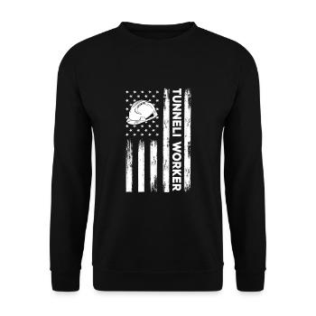 USA Flag Tunnel Workers America - Unisex Sweatshirt - black - Front - Alina (178cm) & Michal (187cm)