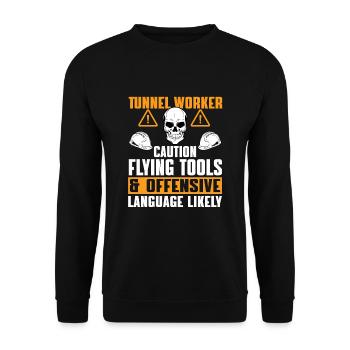 Great humor from the tunnel workers - Unisex Sweatshirt - black - Front - Alina (178cm) & Michal (187cm)