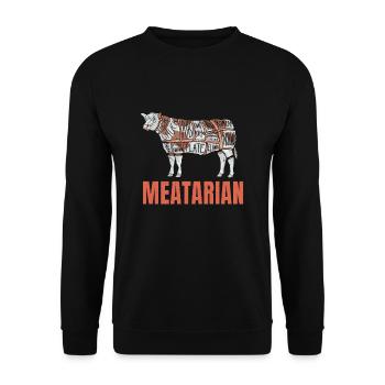 Fleisch Fan Meatarian - Unisex Pullover - Schwarz - Vorne - Alina (178cm) & Michal (187cm)