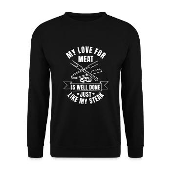 Drôle d’amateur de steak barbecue - Sweat-shirt Unisexe - noir - Devant - Alina (178cm) & Michal (187cm)