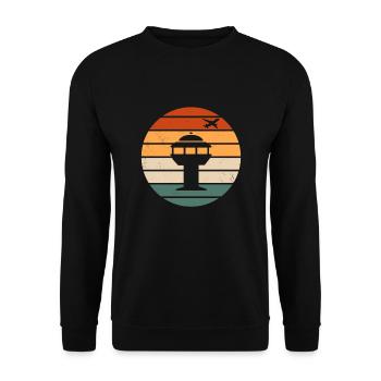 Retro air traffic control tower - Unisex Sweatshirt - black - Front - Alina (178cm) & Michal (187cm)