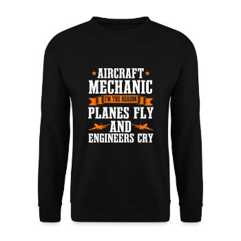 Flugzeugmechaniker - Unisex Pullover - Schwarz - Vorne - Alina (178cm) & Michal (187cm)