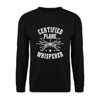 Lustiger Flugzeugmechaniker Spruch - Unisex Pullover - Schwarz - Vorne - Alina (178cm) & Michal (187cm)