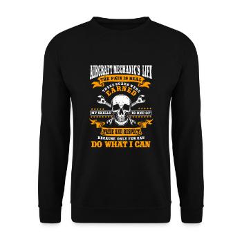 Awesome Airplane Mechanic Costume - Unisex Sweatshirt - black - Front - Alina (178cm) & Michal (187cm)