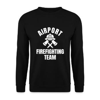 Flughafen Feuerbekämpfungs-Team - Unisex Pullover - Schwarz - Vorne - Alina (178cm) & Michal (187cm)