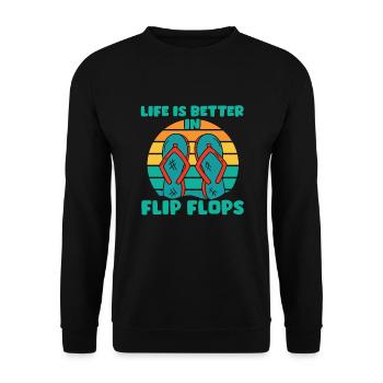 Vêtements de vacances Tourist Flip Flops - Sweat-shirt Unisexe - noir - Devant - Alina (178cm) & Michal (187cm)