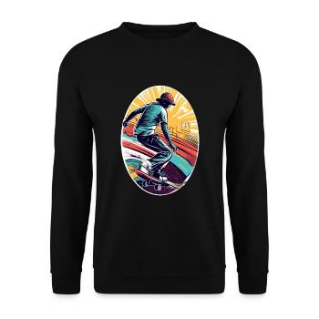 Skater Skateboard - Unisex Pullover - Schwarz - Vorne - Alina (178cm) & Michal (187cm)