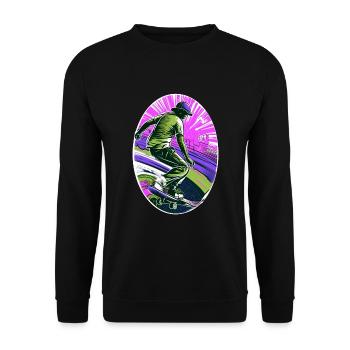 Skater Skateboard - Unisex Pullover - Schwarz - Vorne - Alina (178cm) & Michal (187cm)