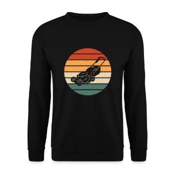 Retro lawn mower design - Unisex Sweatshirt - black - Front - Alina (178cm) & Michal (187cm)