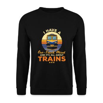 Funny Train Lover Railway Outfit - Unisex Sweatshirt - black - Front - Alina (178cm) & Michal (187cm)