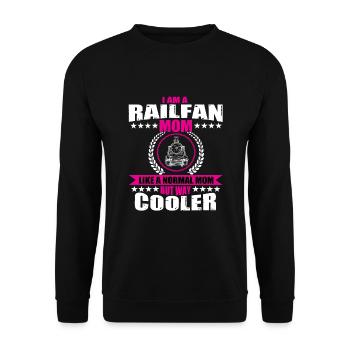 Lustige Railfan Mama Lokomotive Eisenbahnzüge - Unisex Pullover - Schwarz - Vorne - Alina (178cm) & Michal (187cm)