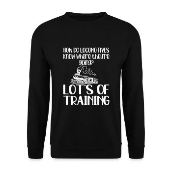 Eisenbahn Geschenk - Unisex Pullover - Schwarz - Vorne - Alina (178cm) & Michal (187cm)