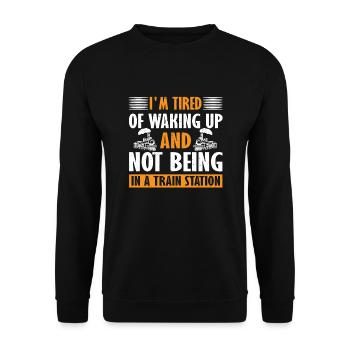 Funny Train Station Lover Outfit - Unisex Sweatshirt - black - Front - Alina (178cm) & Michal (187cm)