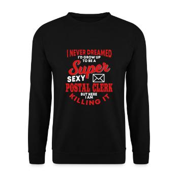 Funny postal worker shirt - Unisex Sweatshirt - black - Front - Alina (178cm) & Michal (187cm)