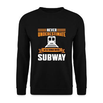 Funny female subway driver - Unisex Sweatshirt - black - Front - Alina (178cm) & Michal (187cm)