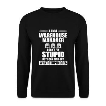 Lustiger Lagerleiter Kostüm Logistikservice - Unisex Pullover - Schwarz - Vorne - Alina (178cm) & Michal (187cm)