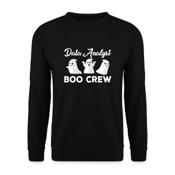 Datenanalyst Boo Crew Halloween Geister - Unisex Pullover - Schwarz - Vorne - Alina (178cm) & Michal (187cm)