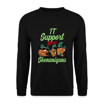 Soutien informatique Fête de la Saint-Patrick - Sweat-shirt Unisexe - noir - Devant - Alina (178cm) & Michal (187cm)
