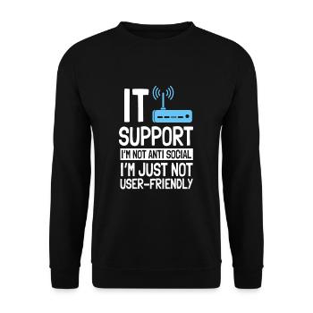 Support informatique Amateurs d’ordinateurs - Sweat-shirt Unisexe - noir - Devant - Alina (178cm) & Michal (187cm)