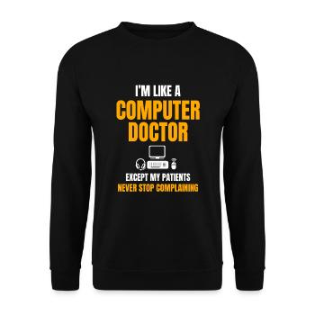 Drôle de support informatique Conception Docteur en informatique - Sweat-shirt Unisexe - noir - Devant - Alina (178cm) & Michal (187cm)