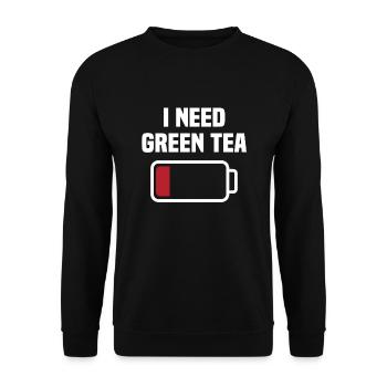 Funny Green Tea Lover Quote Tea Drinker - Unisex Sweatshirt - black - Front - Alina (178cm) & Michal (187cm)