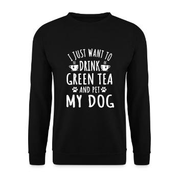 Fun green tea and dog lovers - Unisex Sweatshirt - black - Front - Alina (178cm) & Michal (187cm)