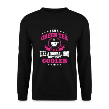 Lustiger Grüner Tee Mama Outfit Muttertag - Unisex Pullover - Schwarz - Vorne - Alina (178cm) & Michal (187cm)