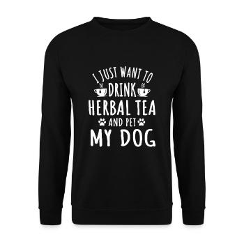 Funny herbal tea and dog lover design - Unisex Sweatshirt - black - Front - Alina (178cm) & Michal (187cm)