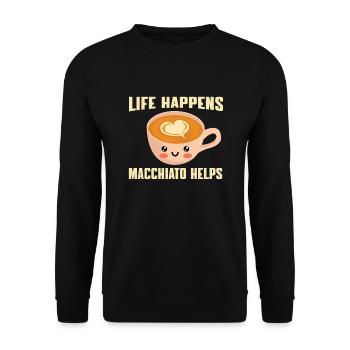Grand amateur de café Macchiato - Sweat-shirt Unisexe - noir - Devant - Alina (178cm) & Michal (187cm)
