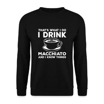 Funny Macchiato Design Love Caffè Latte - Unisex Sweatshirt - black - Front - Alina (178cm) & Michal (187cm)
