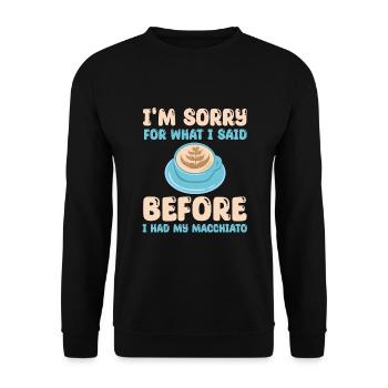 Café italien Macchiato Design - Sweat-shirt Unisexe - noir - Devant - Alina (178cm) & Michal (187cm)