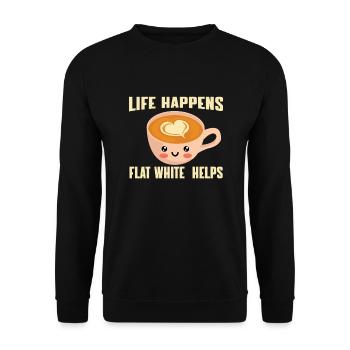 Flat White - Unisex Pullover - Schwarz - Vorne - Alina (178cm) & Michal (187cm)