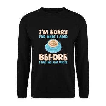 Funny Flat White Coffee Outfit - Unisex Sweatshirt - black - Front - Alina (178cm) & Michal (187cm)