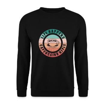 Grande tenue de cappuccino Barista Espresso - Sweat-shirt Unisexe - noir - Devant - Alina (178cm) & Michal (187cm)