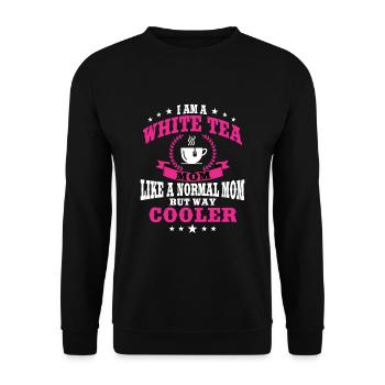 Lustiger Weißer Tee Mama Outfit Muttertag - Unisex Pullover - Schwarz - Vorne - Alina (178cm) & Michal (187cm)
