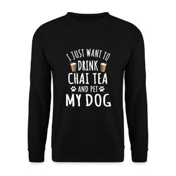 Drôle de thé Chai et conception de propriétaire de chien - Sweat-shirt Unisexe - noir - Devant - Alina (178cm) & Michal (187cm)